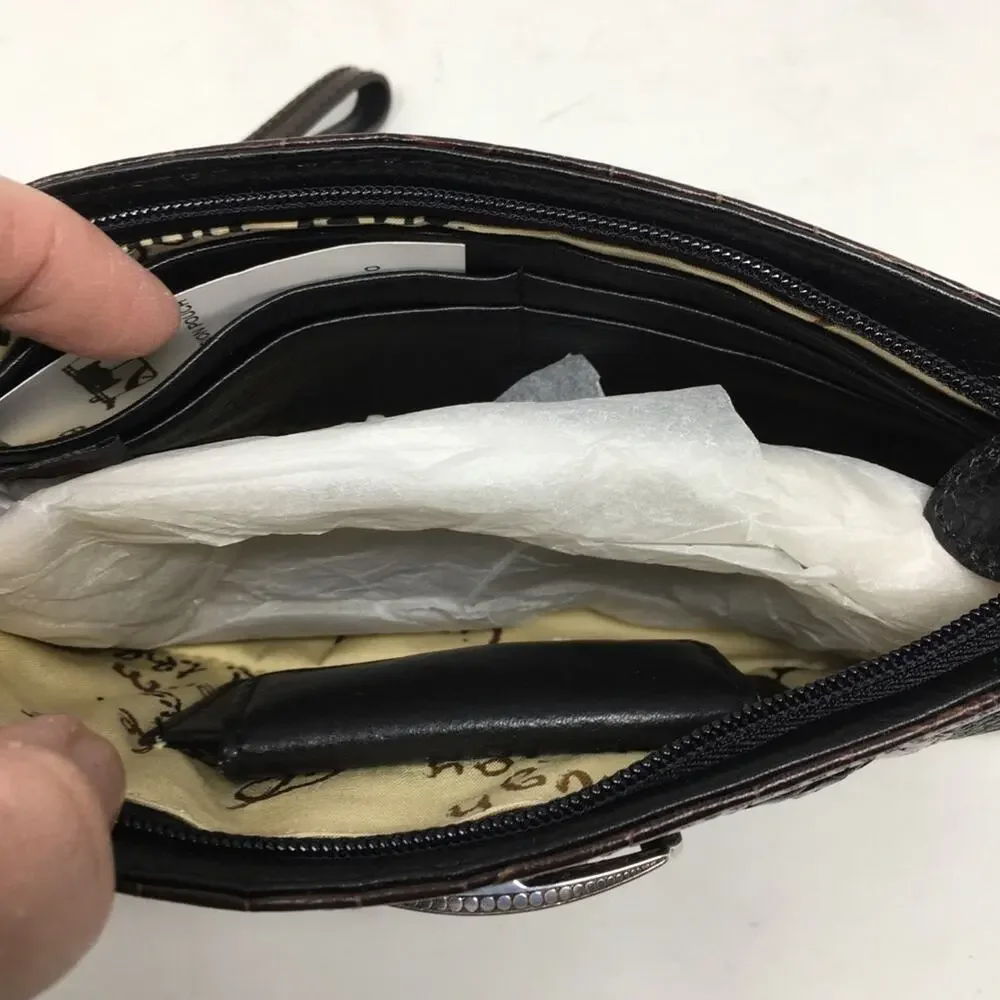 Brighton NWT Black & Brown Mission Wristlet Pouch